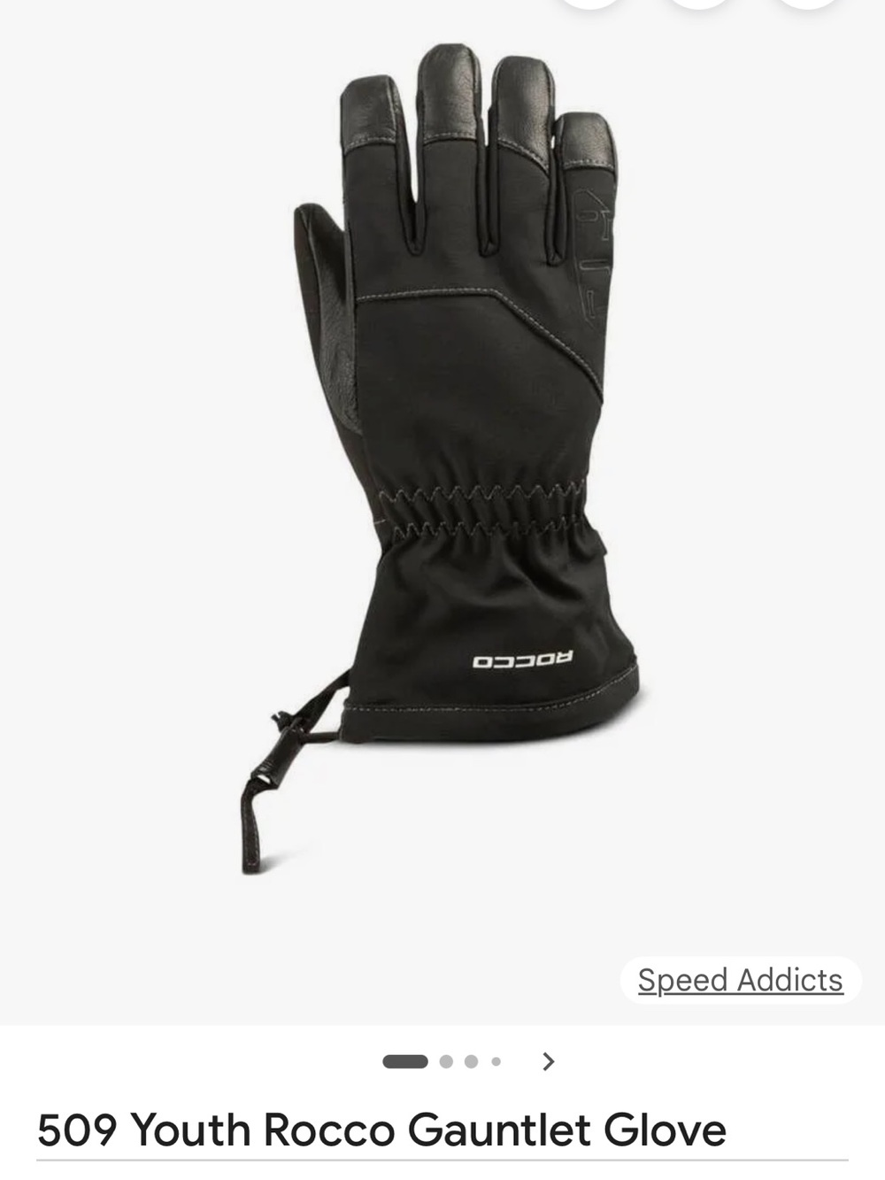 509 Rocco gauntlet snowmobile, youth glove size medium